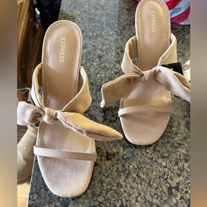 Express suede bow heels